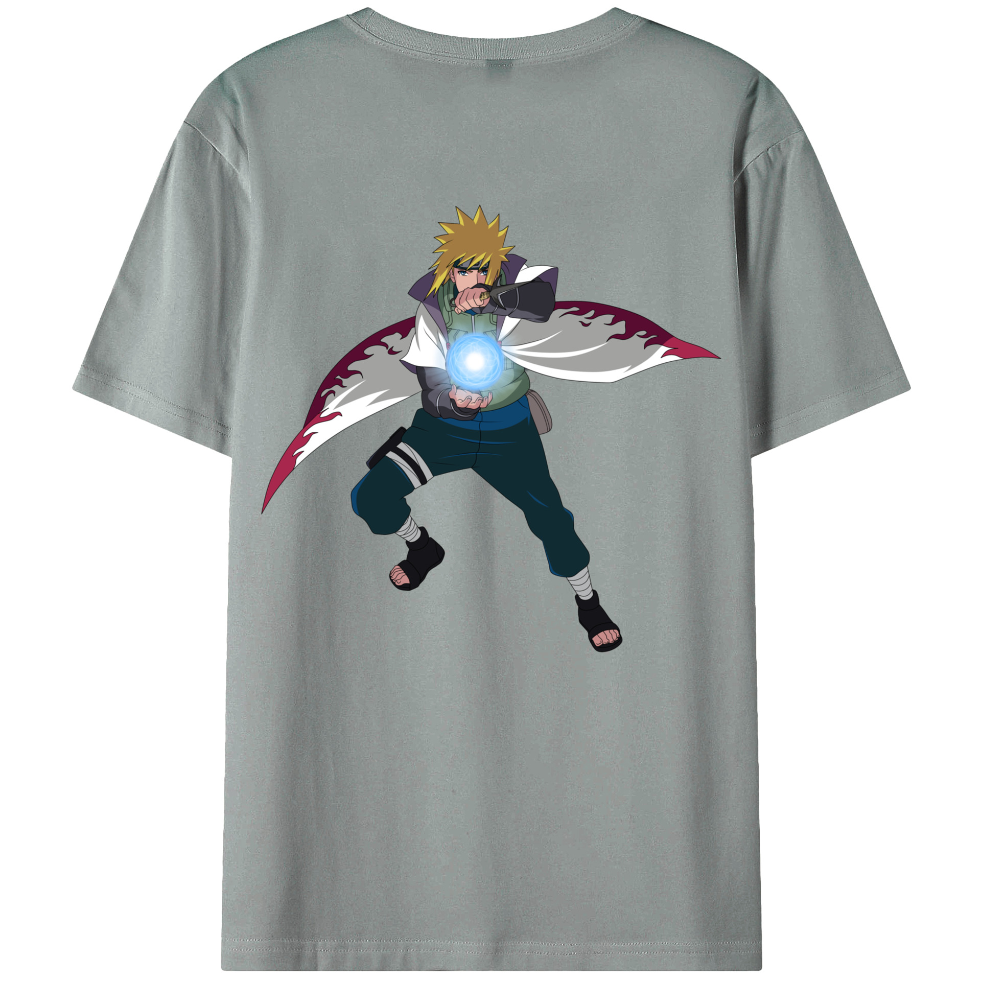 （画像用） NARUTO -ナルト- 波風 ミナト Namikaze Minato 綿100％ メンズ半袖Tシャツ（バックプリント） 通気性